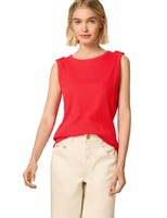 Ripp-Top Street One Studio 42 Chili Red Mit Knopfdetail, Damenoberteil