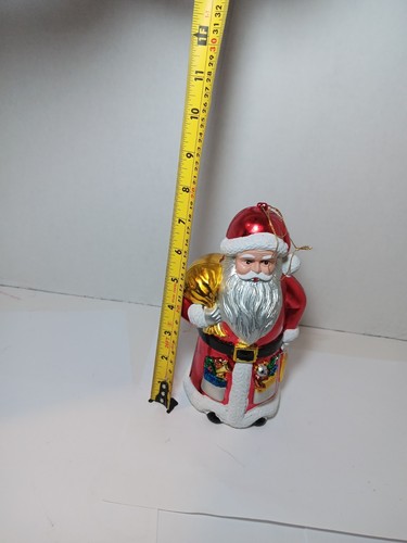 Vintage Weihnachtsmann mit Geschenken Spielzeug mundgeblasenes Glas Weihnachtsschmuck 9" groß - Bild 4 von 4