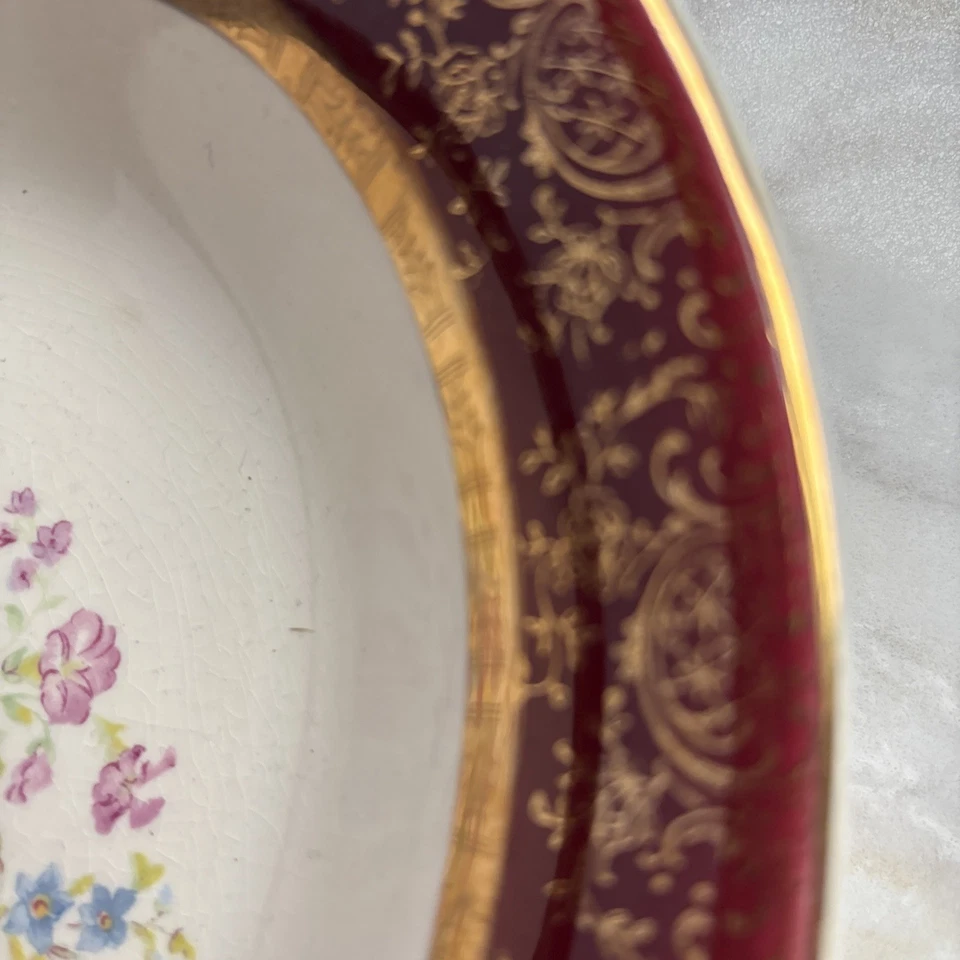 "Cuenco ovalado floral Century By Salem oro 23K EE. UU. longitud vintage 9"" COMO ESTÁ" Foto 2 de 4