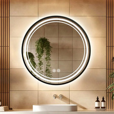 Round Bathroom Mirror with Backlit LED Lights Demister Dimmable Color Changing