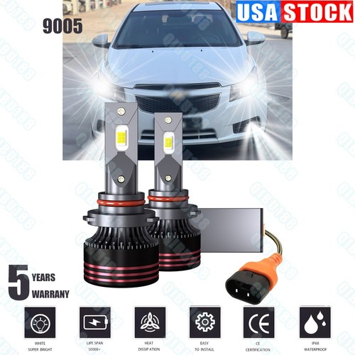 LED Headlight KIT 9005 6000K White Bulbs High/Lo Beam for Chevy Malibu 2016-2018 - Picture 1 of 13