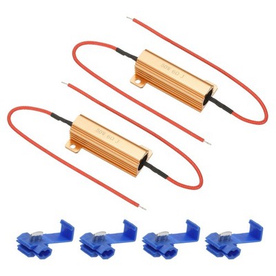 50W 6 Ohm Aluminum Shell Resistor, 2Pcs Housing Resistor with Clips, Golden