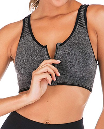 FLORATA Women's Zip Front Sports Bra Seamless Wirefree Post Surgery Bra Padde... - Picture 1 of 6