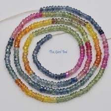 2.2mm-2.6mm Gem Natural Earth-mined Multi Sapphire Faceted Rondelle Beads 17"