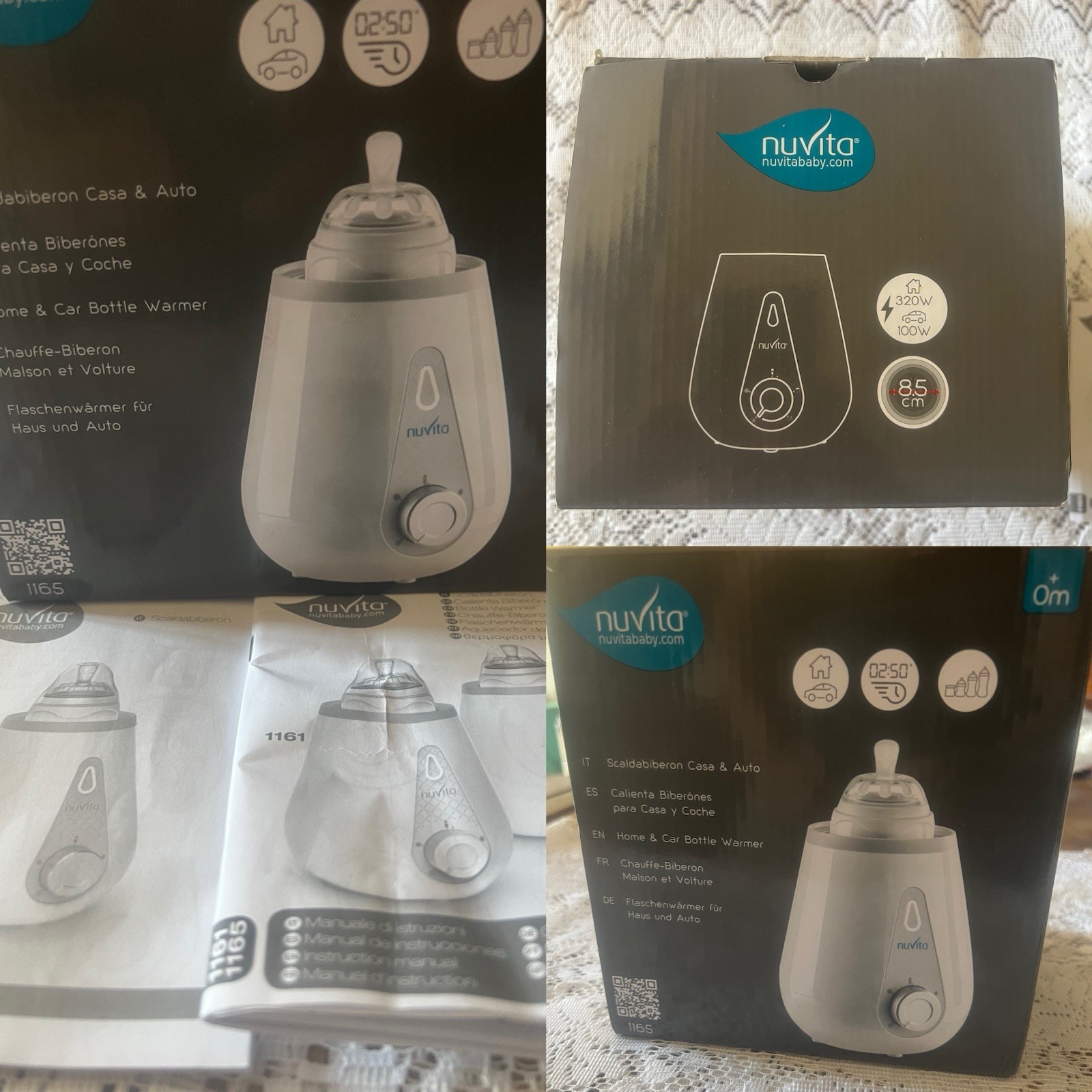 Nuvita 1165 Scaldabiberon casa e auto bianco/grigio con adattatore auto