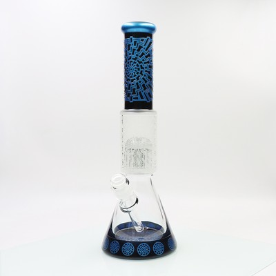 16'' Sandblasted Hookah Glass Smoking Waterpipe Tree Perc Beaker Bong + Downstem