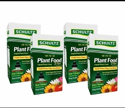 Schultz Liquid Plant Food Plus (4 Pack) 4 oz. Each Micronutrients 10-15-10