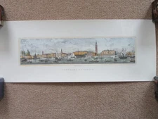 Panorama De Venise Lithograph of Vince Grand Canal 9" High x 23" Wide