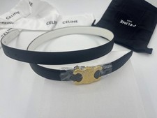 Celine Reversible Black/White Women's Leather Belt Size 85, W 2.5cm