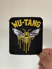 Wu-Tang Iron on Patch White Yellow Black Bee Drip Embroidered Hip Hop Rap