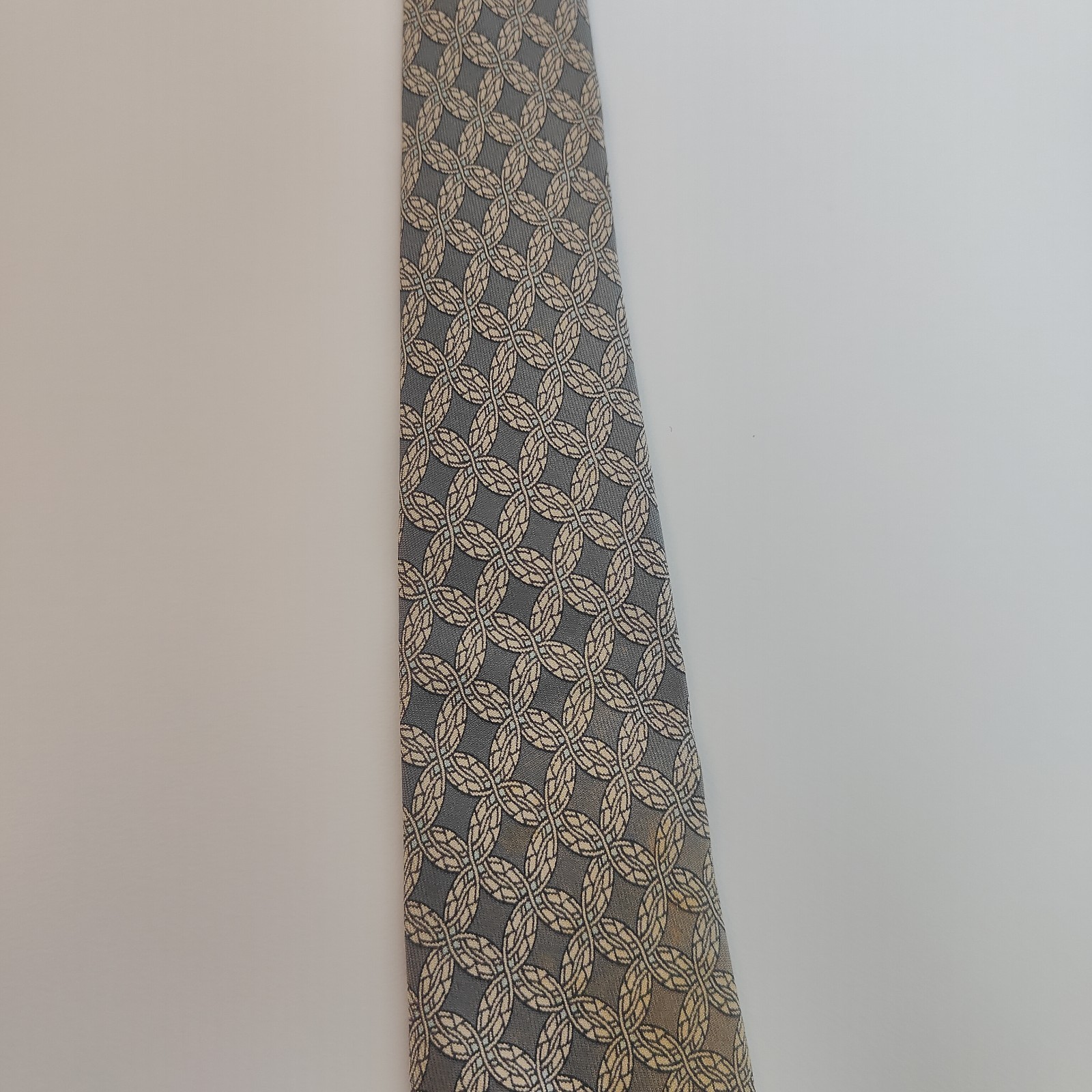 Hermes Silk Tie Grey Interlocking Pattern Made in… - image 8