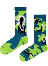 Calze Unisex Cotone Organico Fantasia Verde Non Abbinato, TakaPara Puzzole Skunks