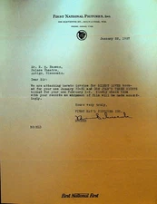 First National Pictures Letterhead January 22 1927 Don Juan's Three Nights