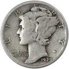 1929 Mercury Dime Circulated Silver 10c Coin Collectible