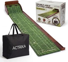 ACTRIXA 10FT Golf Putting Green Mat Dual Holes Ball Return Carry Bag Indoor