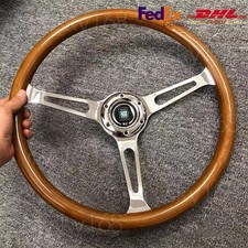 Nardi Classic 370mm Car Steering Wheel Wood With Nd Horn Chrome Bracket