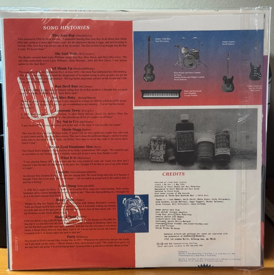 RARE Paul McCartney – Run Devil Run -1999 European Orig Vinyl LP, MINT UNPLAYED - Image 2 of 3