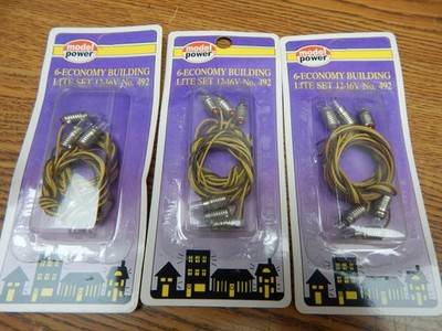 3) MODEL POWER 492 6 ECONOMY BUILDING LITE SET NEW IN PACK HO SCALE LQQK
