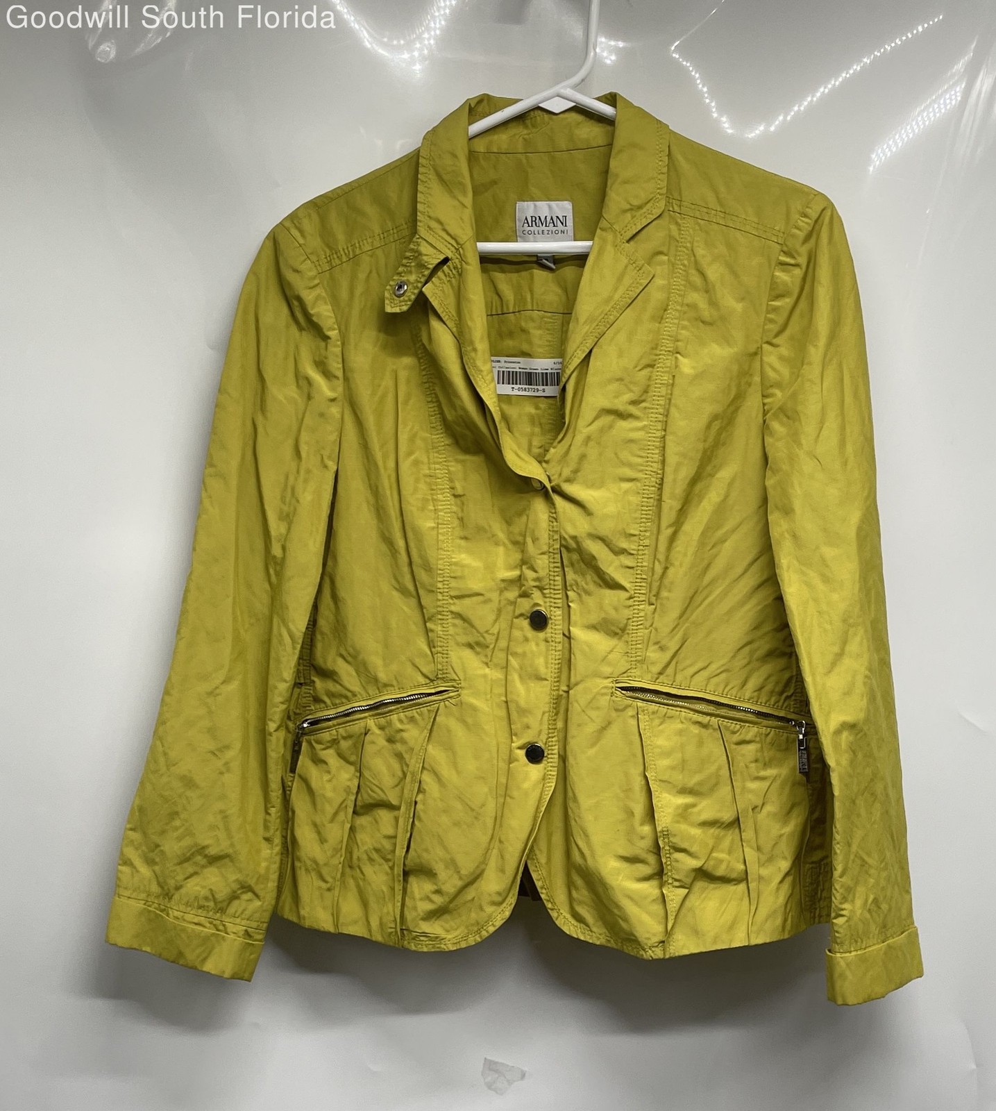 Armani Collezioni Womens Green Lime Long Sleeve Three-Button Blazer Size 10