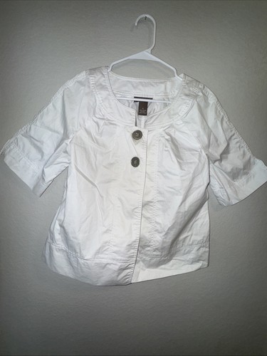 Chaqueta Blusa Jackie Mujer Kenar Talla 6 Blanca Dinero Antiguo 100% Algodón