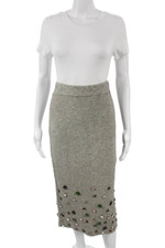 Zara Women Gray Nylon Straight Pencil Midi Skirt Size S