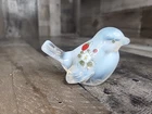Vintage Fenton Opalescent Clear Bird Glass Figurine Hand Painted Signed David