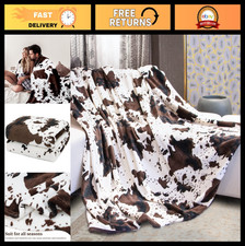 Cozy Cow Print Fleece Blanket Twin Size, Soft Lightweight Throw for All Seasons