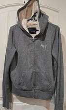 PINK Victoria's Secret Faux Fur Full Zip Hoodie RARE, Grey/Bling, Size MED