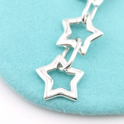 1990's Tiffany & Co. Sterling Silver Triple Star Dangle Drop Key