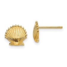 14k Yellow Gold Scallop Shell Earrings