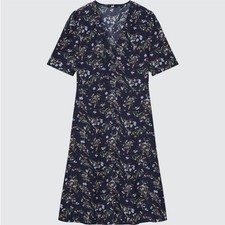 Uniqlo PRINTED V-NECK FLARE MINI DRESS