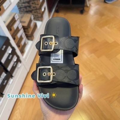 NEW COACH Allanah Slide Sandal In Signature Canvas Women's Black