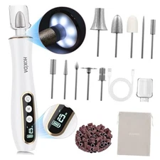 Professional Manicure Pedicure Kit, Cordless Electric Nail Drill with White