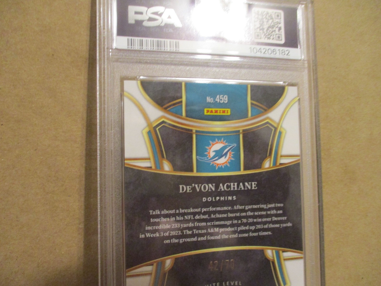 2023 PANINI SELECT DE'VON ACHANE #459 RC SUITE DRAGON SCALE PRIZM 42/70 PSA 10 view 15