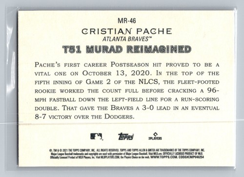 2021 Topps Allen & Ginter - T51 MURAD Reimagined #MR-46 Cristian Pache - Picture 2 of 2