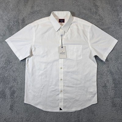 UNTUCKit La Sierra Short Sleeve Shirt Mens Medium White Wrinkle Free Cotton NWT