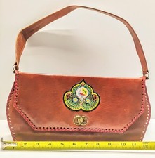 Vintage 1960's Hand Tooled Sewn India Leather Hippie Purse