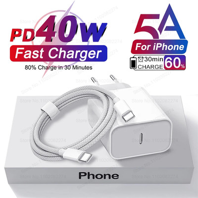 40W PD Schnellladegerät USB-C für iPhone 16 15 14 8 7 Plus 13 12 11 Pro XS Max X