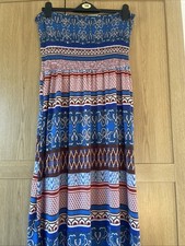 Ladies Blue Paisley Print Sleeveless Summer Dress Size XL