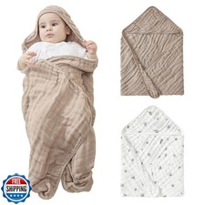 JELLYMONI Muslin Baby Hooded Bath Towels for Newborn, 2 Pack 100 Cotton Baby