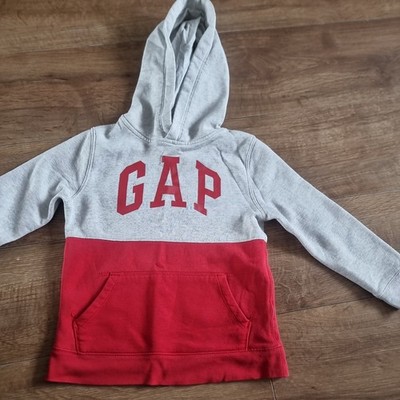 GAP Kinder Jungen Hoodie grau rot, Größe 6-7 Jahre, Logo-Design