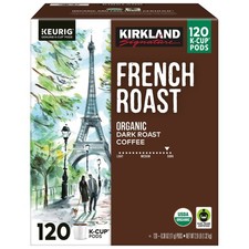 Kirkland Signature Coffee Organic French Roast K-Cup Pods, Dark Roast, 120-count