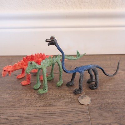 1970s Kelloggs Ricicles Bendy Dinosaur Model lot of 3 Figures Bend Cereal Promo