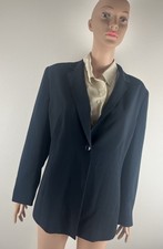 KASPER Blazer Jacket Size 16P Slit Cuff, Black One Button Lined Career Work