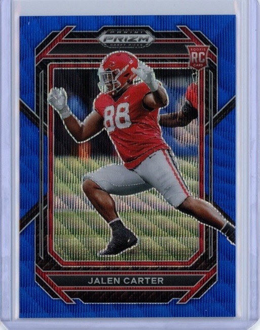 JALEN CARTER 2023 Panini Prizm Draft Picks Blue Wave RC #163 Eagles 009/249