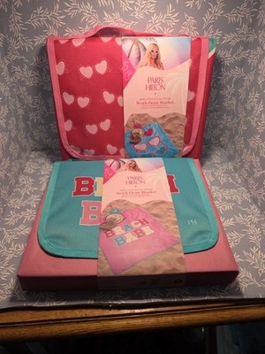2 New Paris Hilton 60''x70'' Pink Beach Picnic Blanket