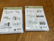 Stampin up Word Play 1  2 Rubber STAMPS Retired Set of 12 Phrases 120651