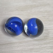 Vintage Hybrid Cat's Eye Marble Clear Blue Lot of 2