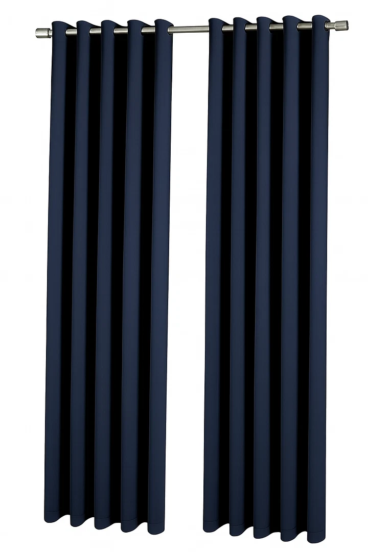 Navy Blue EYELET Ring Top Plain Thermal BLACKOUT LINED Curtains with Tie Backs
Opens in a new window