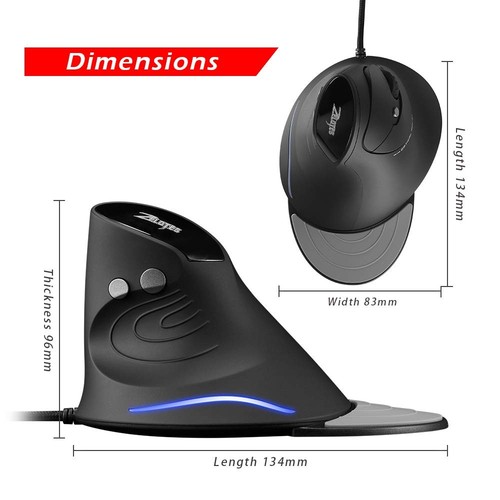 zelotes Computer Mouse for Laptop3200DPI Ergonomic Mouse6 Buttons USB Vertica - Picture 5 of 7